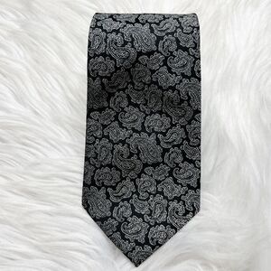 Handmade Paisley Neck Tie Black and White